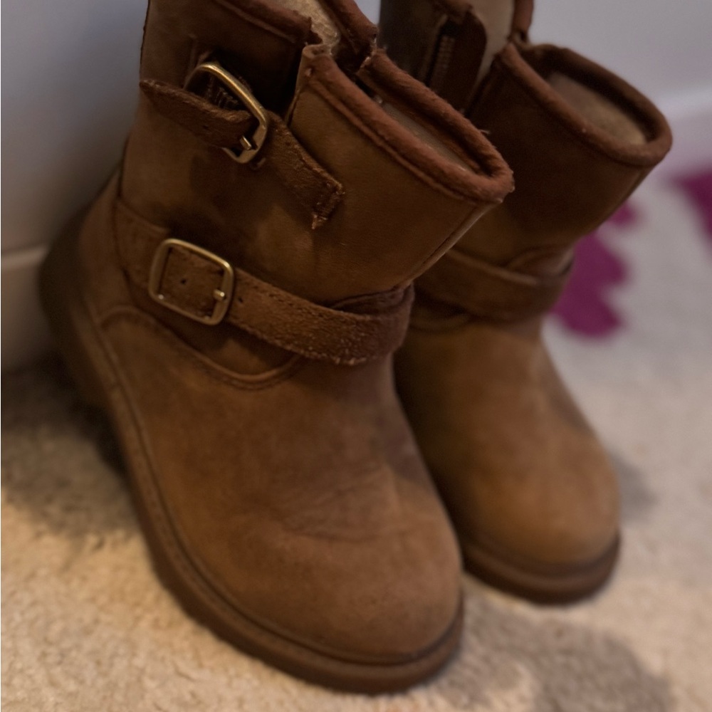 UGG Brown Suede Ankle Boots with Buckle Straps